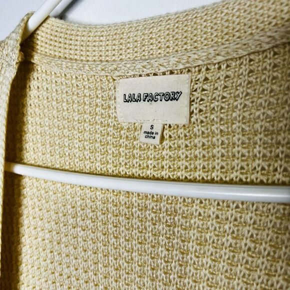 La La Factory Cream Short Sleeve Roll Cuff Long Open Front Oversized Cardigan Sw - Picture 2 of 9